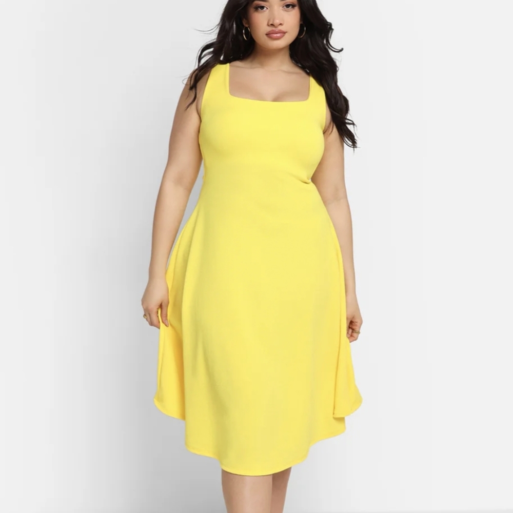 Rebdolls Sunny Square Neck Midi Dress